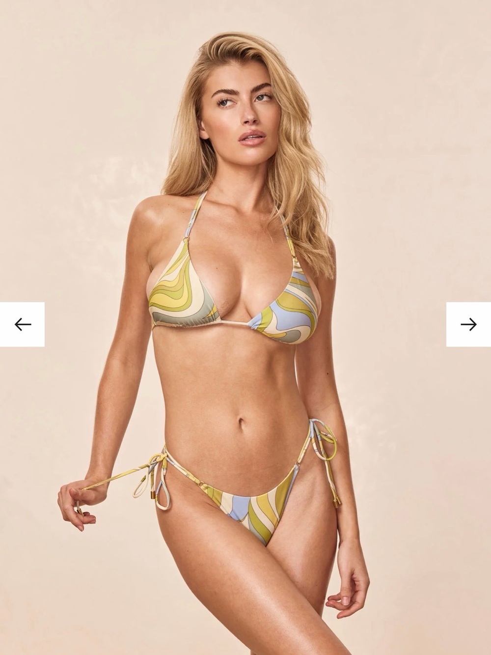 MONDAY SWIMWEAR HANALEI TOP & BOTTOM IN COSTA REI APPLE, SIZE MEDIUM